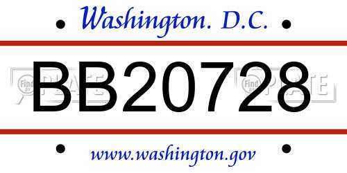 BB20728 District Of Columbia License Plate