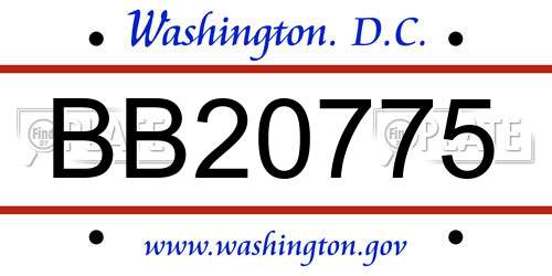 BB20775 District Of Columbia License Plate