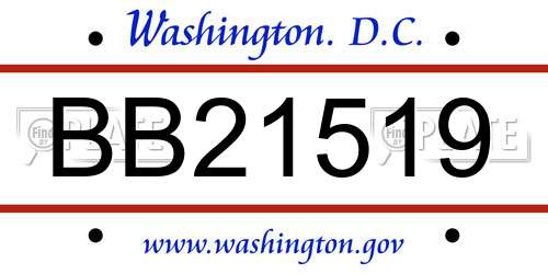 BB21519 District Of Columbia License Plate