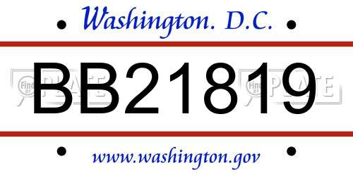 BB21819 District Of Columbia License Plate