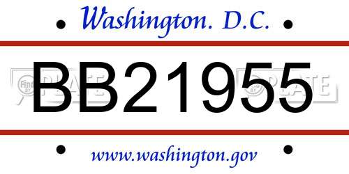 BB21955 District Of Columbia License Plate