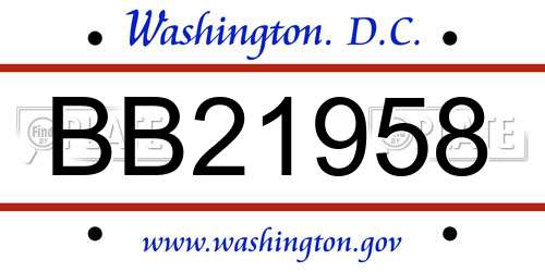 BB21958 District Of Columbia License Plate
