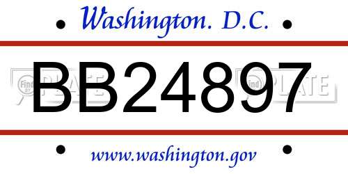 BB24897 District Of Columbia License Plate