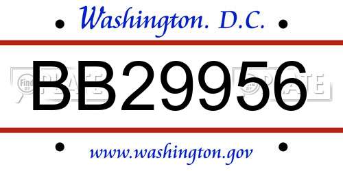BB29956 District Of Columbia License Plate