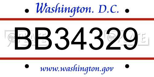 BB34329 District Of Columbia License Plate