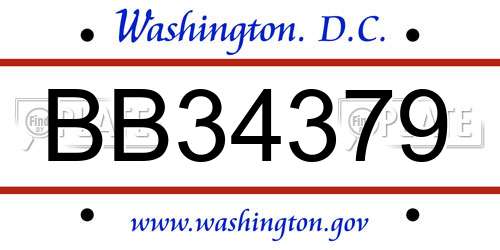BB34379 District Of Columbia License Plate