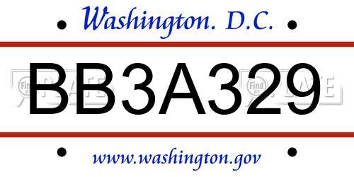 BB3A329 District Of Columbia License Plate