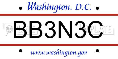 BB3N3C District Of Columbia License Plate