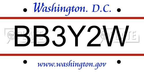 BB3Y2W District Of Columbia License Plate