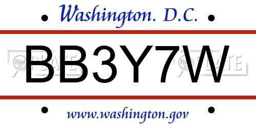 BB3Y7W District Of Columbia License Plate