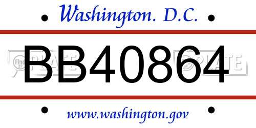 BB40864 District Of Columbia License Plate