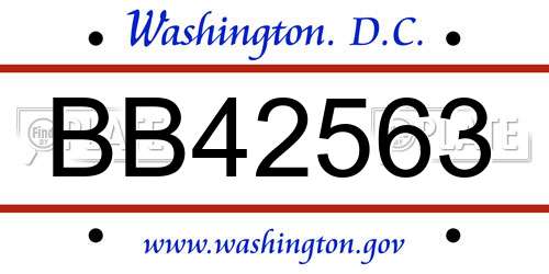 BB42563 District Of Columbia License Plate