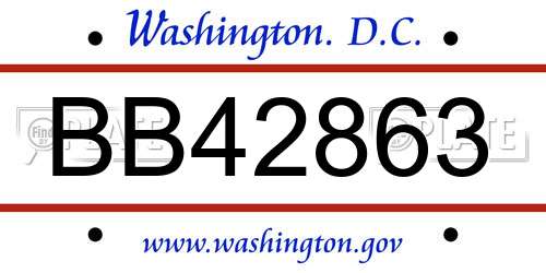 BB42863 District Of Columbia License Plate