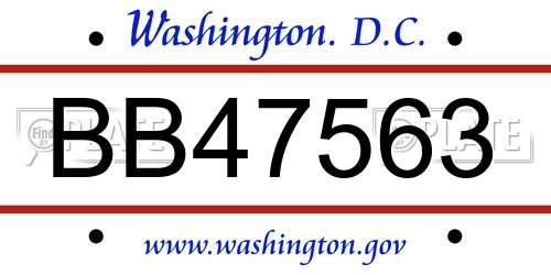 BB47563 District Of Columbia License Plate