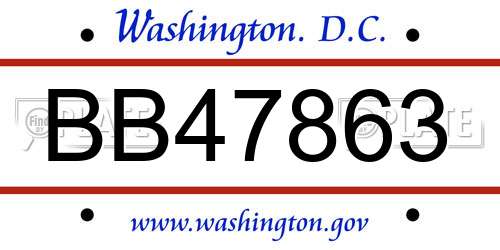 BB47863 District Of Columbia License Plate