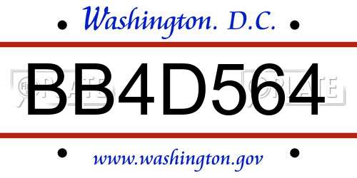 BB4D564 District Of Columbia License Plate