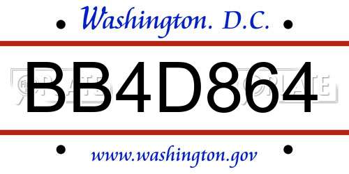 BB4D864 District Of Columbia License Plate