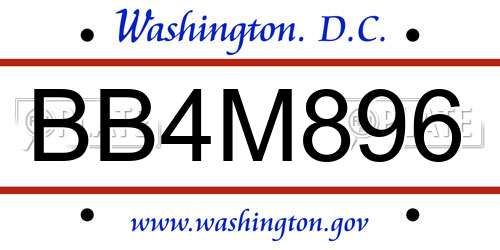 BB4M896 District Of Columbia License Plate