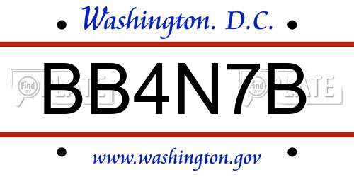 BB4N7B District Of Columbia License Plate
