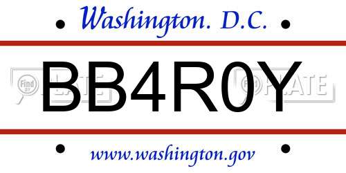 BB4R0Y District Of Columbia License Plate