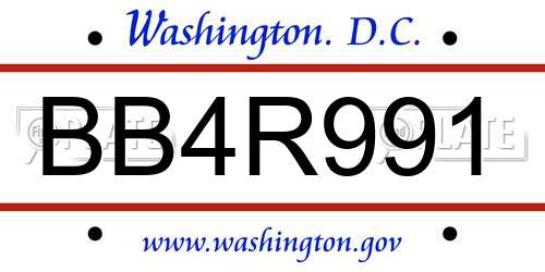BB4R991 District Of Columbia License Plate