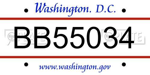 BB55034 District Of Columbia License Plate