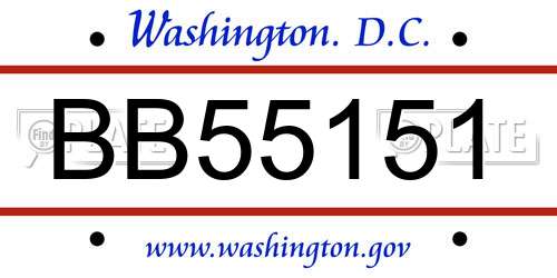 BB55151 District Of Columbia License Plate