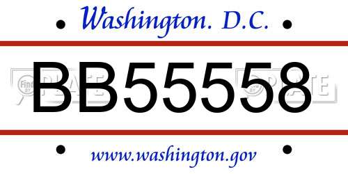 BB55558 District Of Columbia License Plate