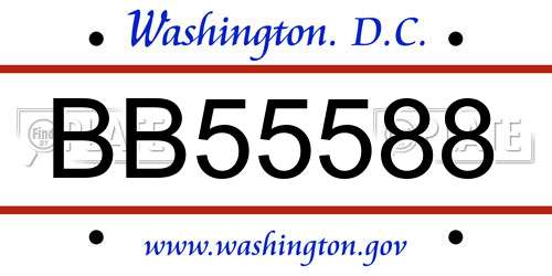 BB55588 District Of Columbia License Plate