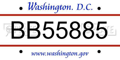 BB55885 District Of Columbia License Plate