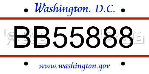 BB55888 District Of Columbia License Plate