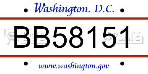 BB58151 District Of Columbia License Plate