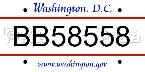 BB58558 District Of Columbia License Plate