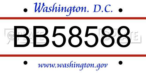 BB58588 District Of Columbia License Plate