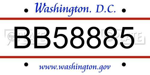 BB58885 District Of Columbia License Plate