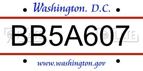 BB5A607 District Of Columbia License Plate