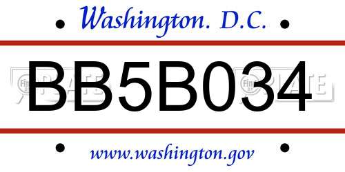 BB5B034 District Of Columbia License Plate