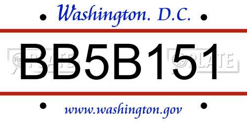 BB5B151 District Of Columbia License Plate