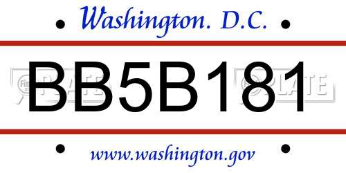 BB5B181 District Of Columbia License Plate