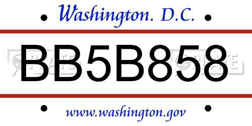 BB5B858 District Of Columbia License Plate