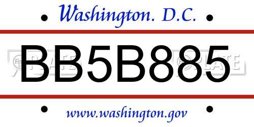 BB5B885 District Of Columbia License Plate