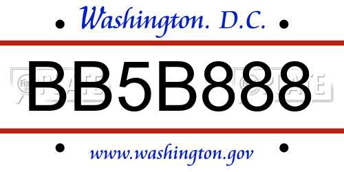 BB5B888 District Of Columbia License Plate