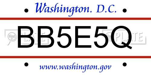 BB5E5Q District Of Columbia License Plate