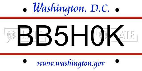 BB5H0K District Of Columbia License Plate