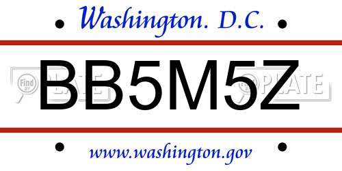BB5M5Z District Of Columbia License Plate