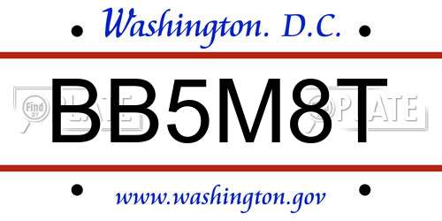 BB5M8T District Of Columbia License Plate