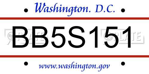 BB5S151 District Of Columbia License Plate