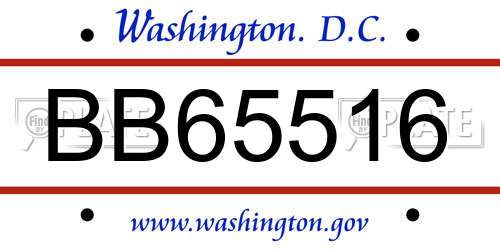 BB65516 District Of Columbia License Plate