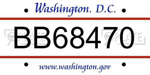 BB68470 District Of Columbia License Plate