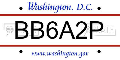 BB6A2P District Of Columbia License Plate